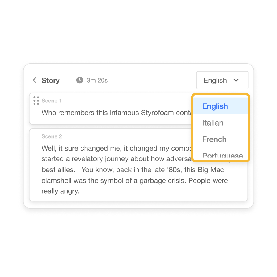 Switch languages for voiceover and subtitles in your multilingual instructional video with Visla’s AI.